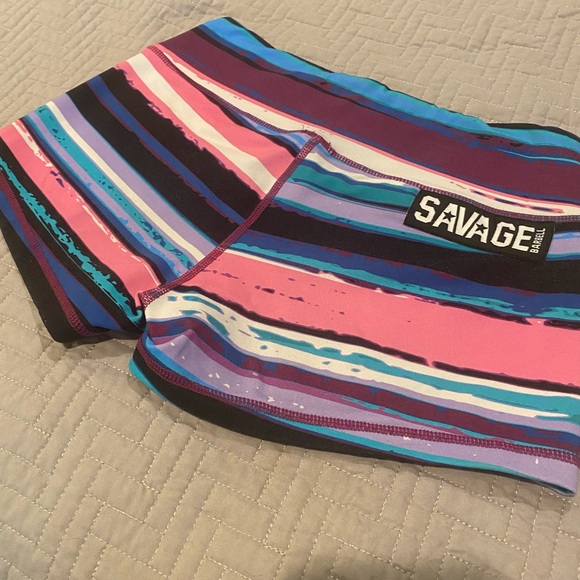 Savage Barbell Stripes Booty Shorts Small - Picture 1 of 6